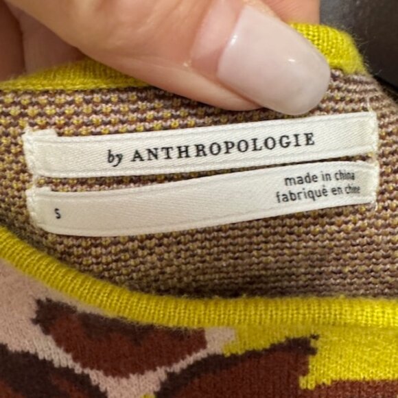 Anthropologie Floral Mock Neck Sweater-S - Reg $128 - Picture 4 of 6